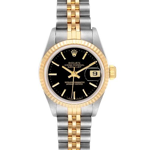 Photo of Rolex Datejust Steel Yellow Gold Black Dial Ladies Watch 69173 Tag