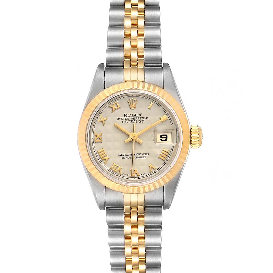 Rolex Datejust Steel Yellow Gold Ivory Pyramid Dial Ladies Watch 69173 SwissWatchExpo