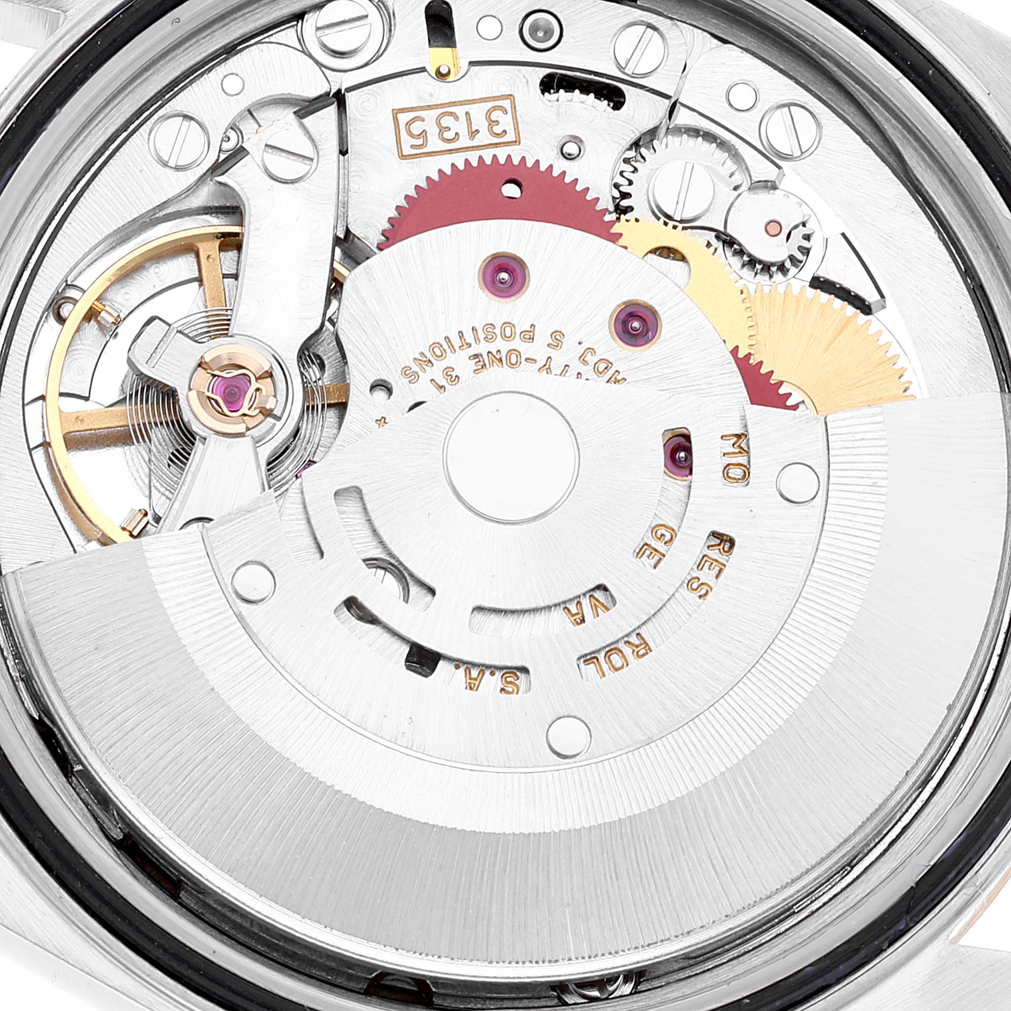 This image shows the internal mechanism of the Rolex Datejust 16233 Men's Steel and Gold (two tone) Silver Dial 16233 Men's Steel and Gold (two tone) Silver Dial model, highlighting the intricate gears and components.