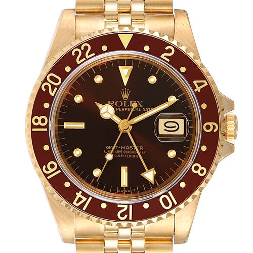 Photo of Rolex GMT Master Rootbeer 18k Yellow Gold Mens Vintage Watch 16758