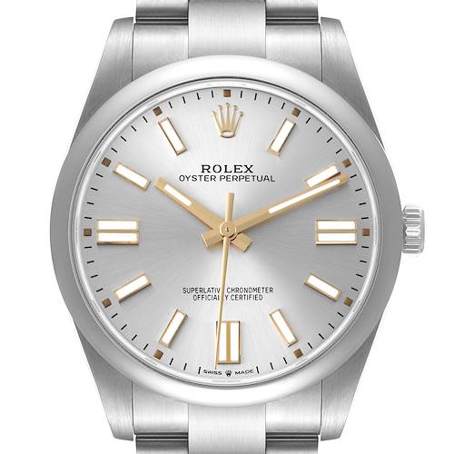 Photo of Rolex Oyster Perpetual 41 Silver Dial Steel Mens Watch 124300 Box Card