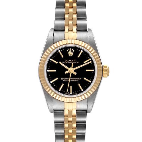 Photo of Rolex Oyster Perpetual Black Dial Steel Yellow Gold Ladies Watch 76193