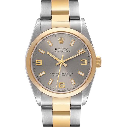 Photo of Rolex Oyster Perpetual Midsize Slate Dial Steel Yellow Gold Ladies Watch 77483