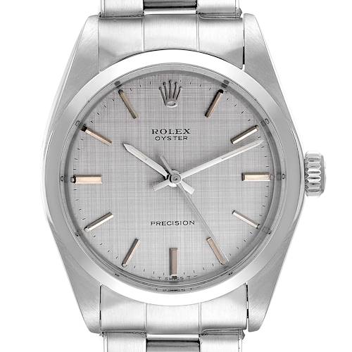Photo of Rolex Precision Vintage Silver Linen Dial Steel Mens Watch 6426