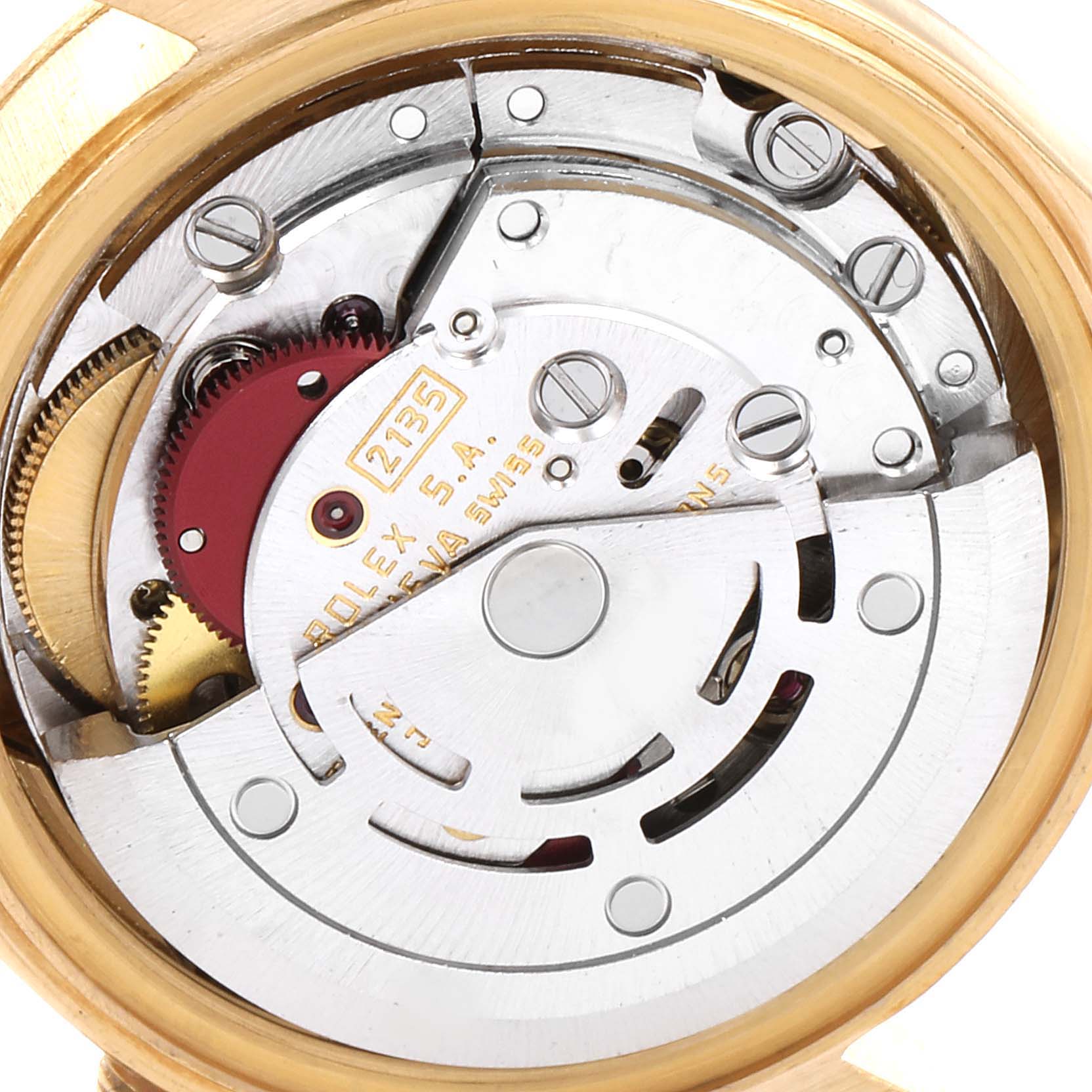 The image shows the movement mechanism of a Rolex President 69178 Women's Yellow Gold Champagne Dial 69178 Women's Yellow Gold Champagne Dial model watch, viewed from the back.