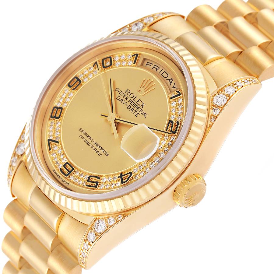 Rolex President Day-Date Yellow Gold Myriad Dial Diamond Lugs Mens ...