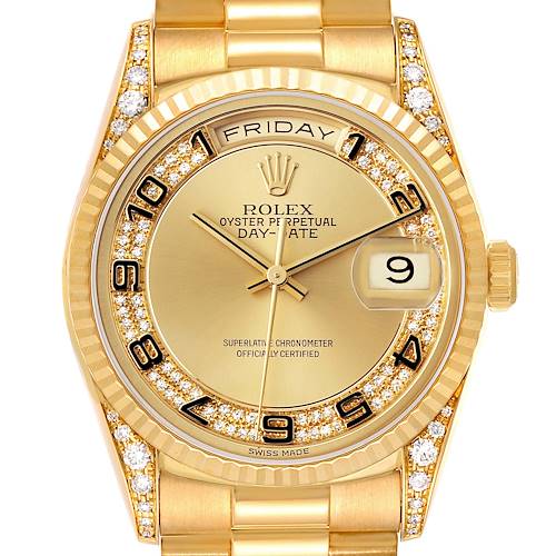 Photo of Rolex President Day-Date Yellow Gold Myriad Dial Diamond Lugs Mens Watch 18338