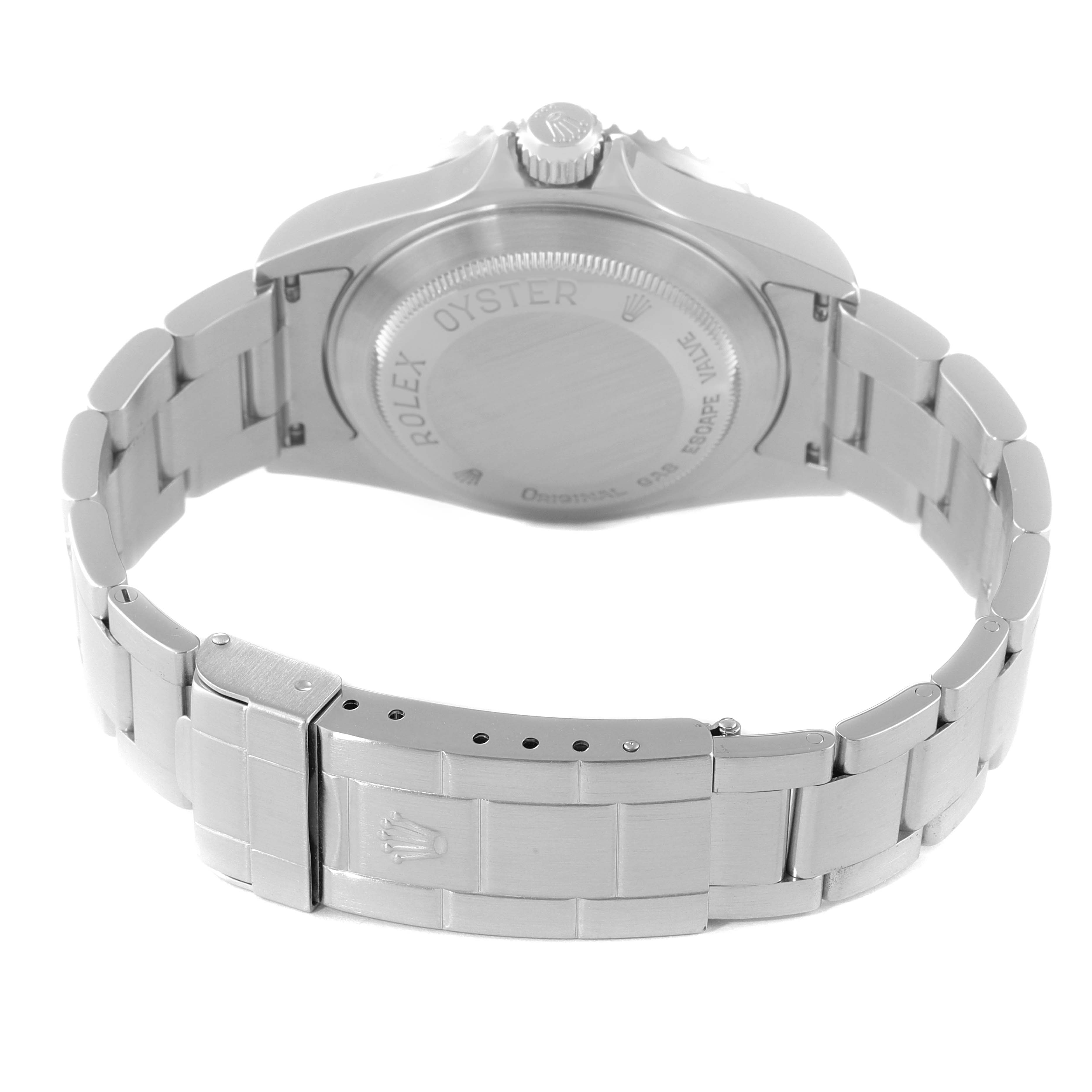 The image shows the back case and bracelet of a Rolex Sea-Dweller 16600 Men
s Stainless Steel Black Dial 16600 Men
s Stainless Steel Black Dial watch, highlighting the clasp and links.