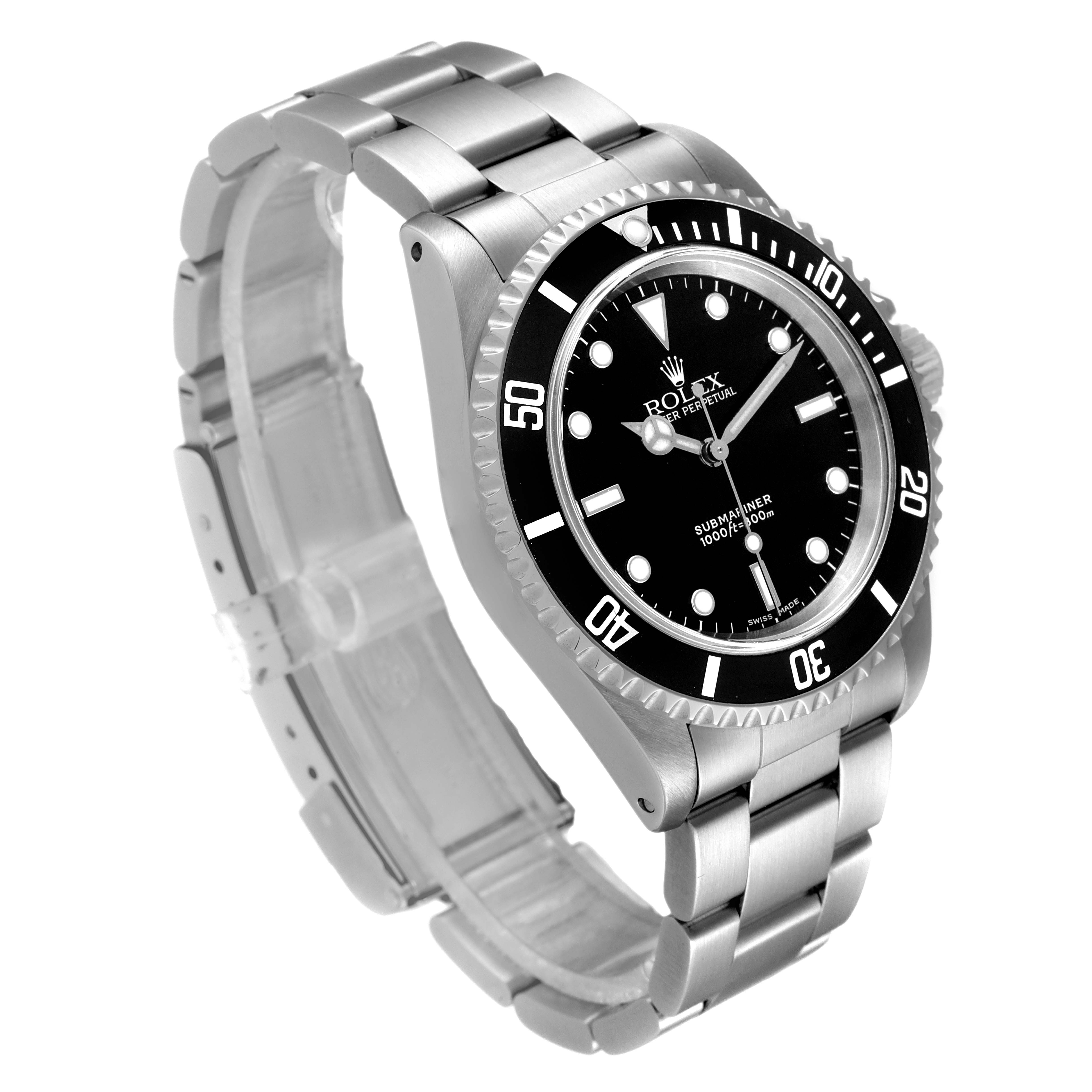 The image shows a Rolex Submariner 14060 Men
s Stainless Steel Black Dial 14060 Men
s Stainless Steel Black Dial watch at a slight angle, highlighting the bezel, dial, case, and bracelet.