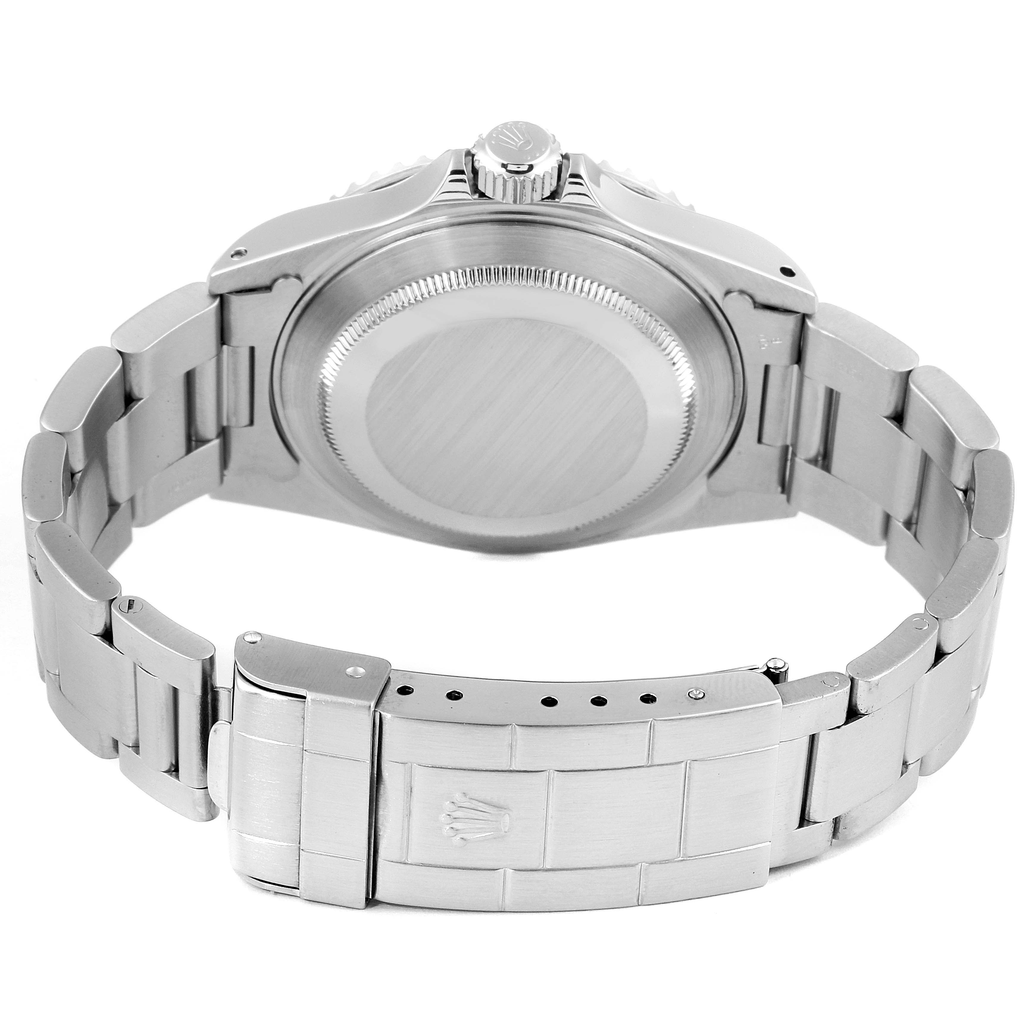 This image shows the back and clasp of the bracelet of a Rolex Submariner 14060 Men's Stainless Steel Black Dial 14060 Men's Stainless Steel Black Dial watch.