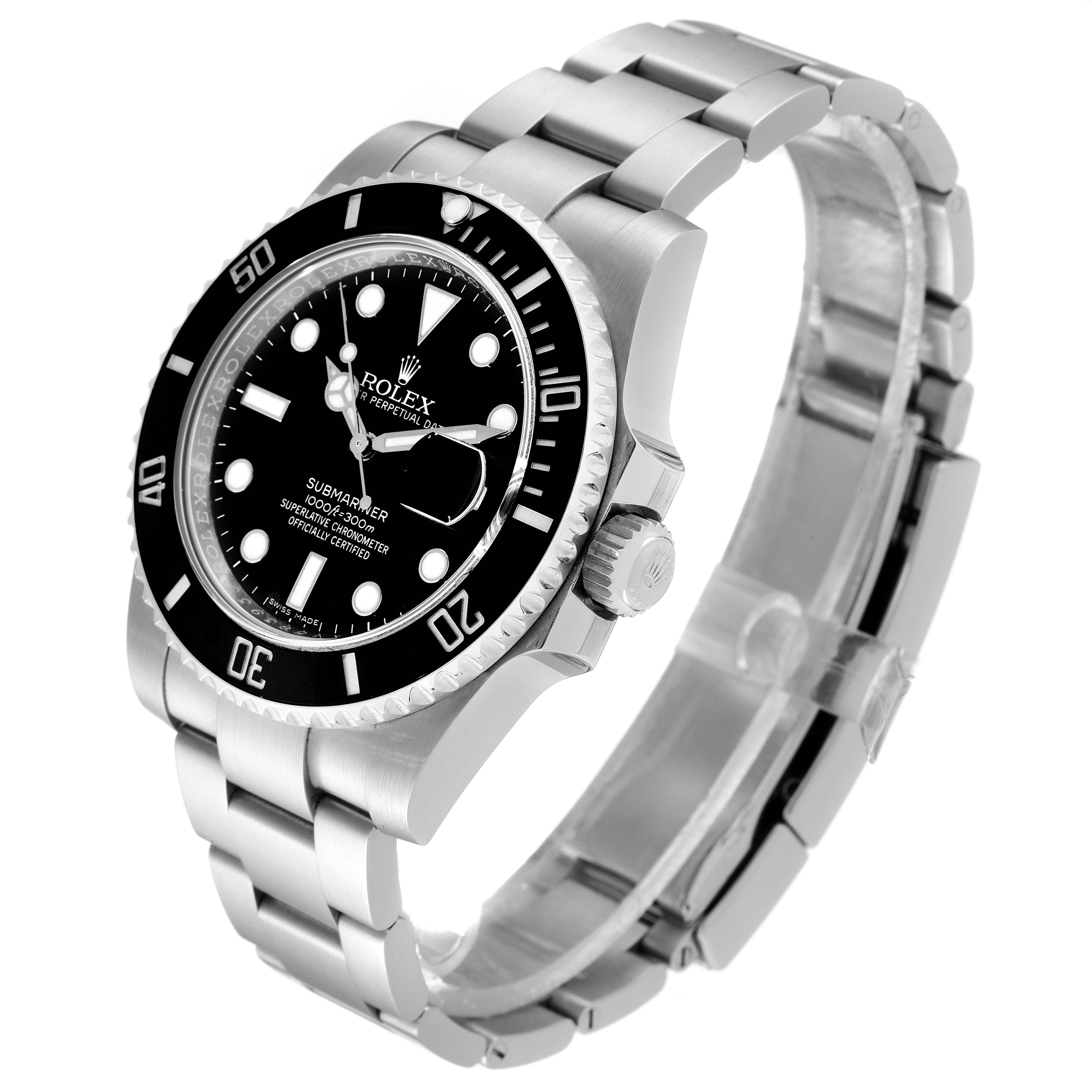 The image shows a Rolex Submariner 116610 Men
s Stainless Steel Black Dial 116610 Men
s Stainless Steel Black Dial watch at a three-quarter angle, highlighting the face, bezel, and bracelet.