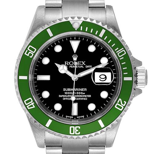 Photo of Rolex Submariner 50th Anniversary Green Bezel Flat 4 Steel Mens Watch 16610LV