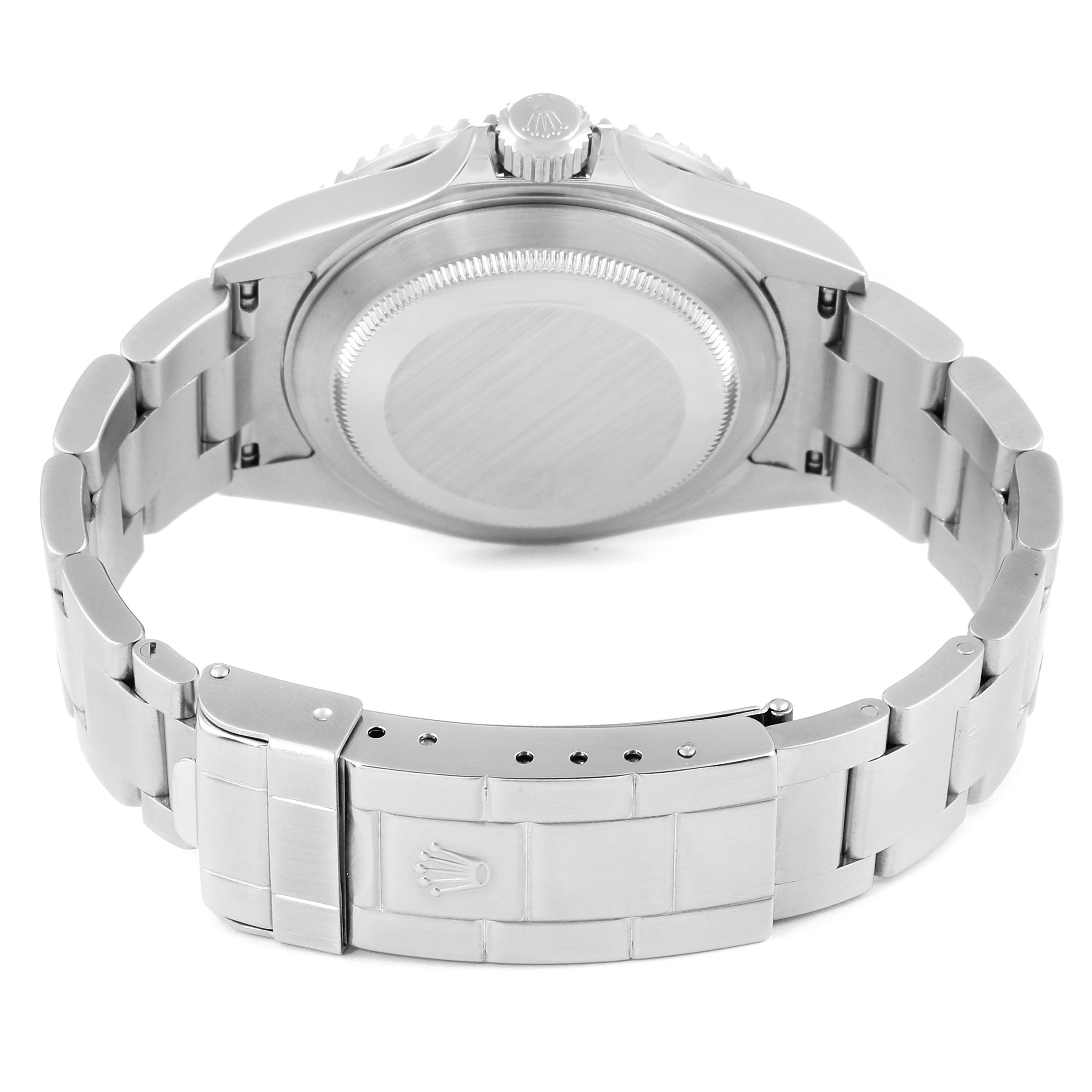 This image shows the back and clasp of a Rolex Submariner 16610LV Men
s Stainless Steel Black Dial 16610LV Men
s Stainless Steel Black Dial watch, highlighting the bracelet and case back.