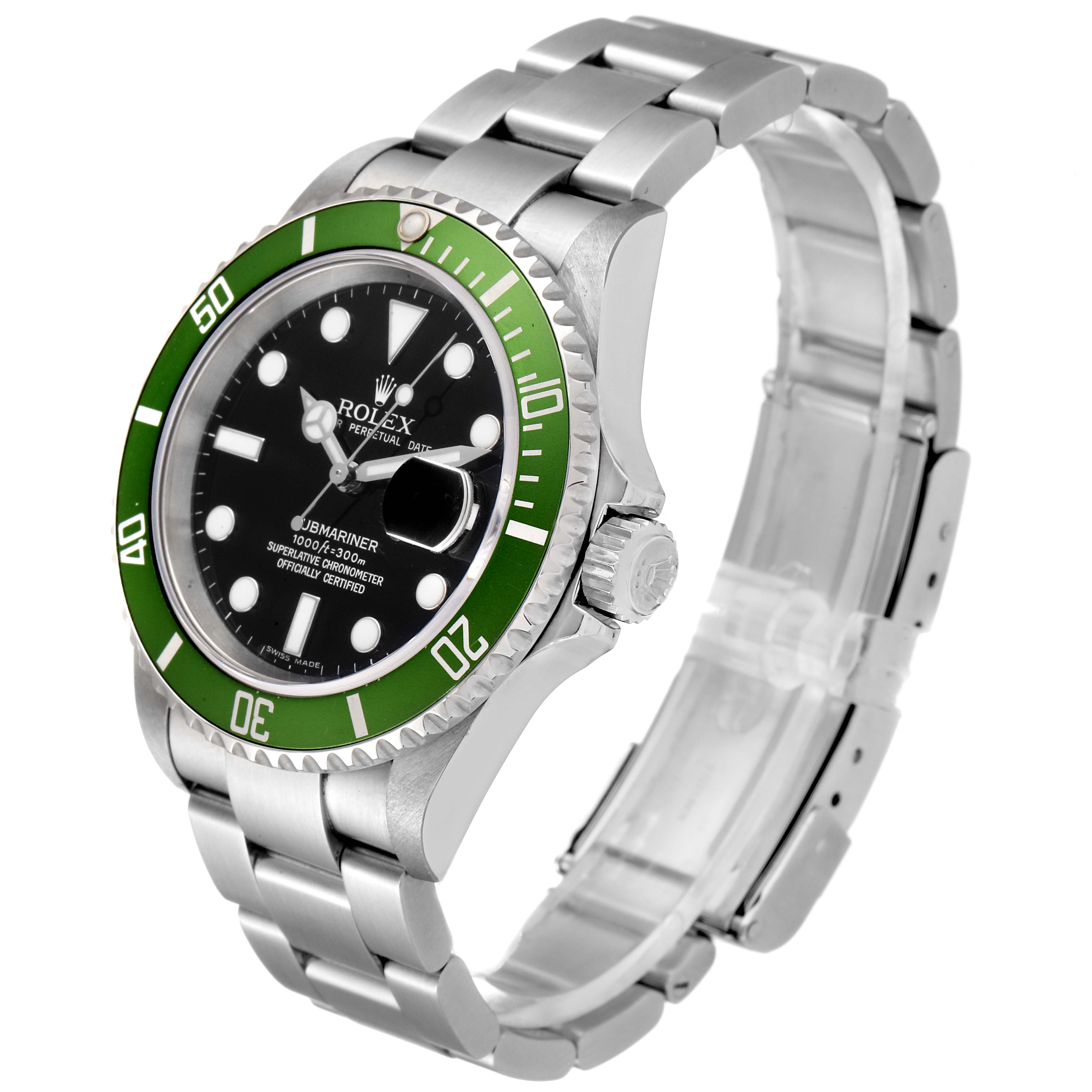 The image shows a Rolex Submariner 16610LV Men
s Stainless Steel Black Dial 16610LV Men
s Stainless Steel Black Dial watch at a three-quarter angle, displaying the face, bezel, crown, and bracelet.
