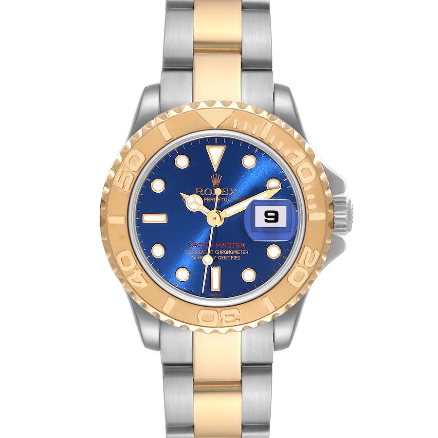 Rolex Yachtmaster 29mm Steel Yellow Gold Blue Dial Ladies Watch 169623 Papers SwissWatchExpo