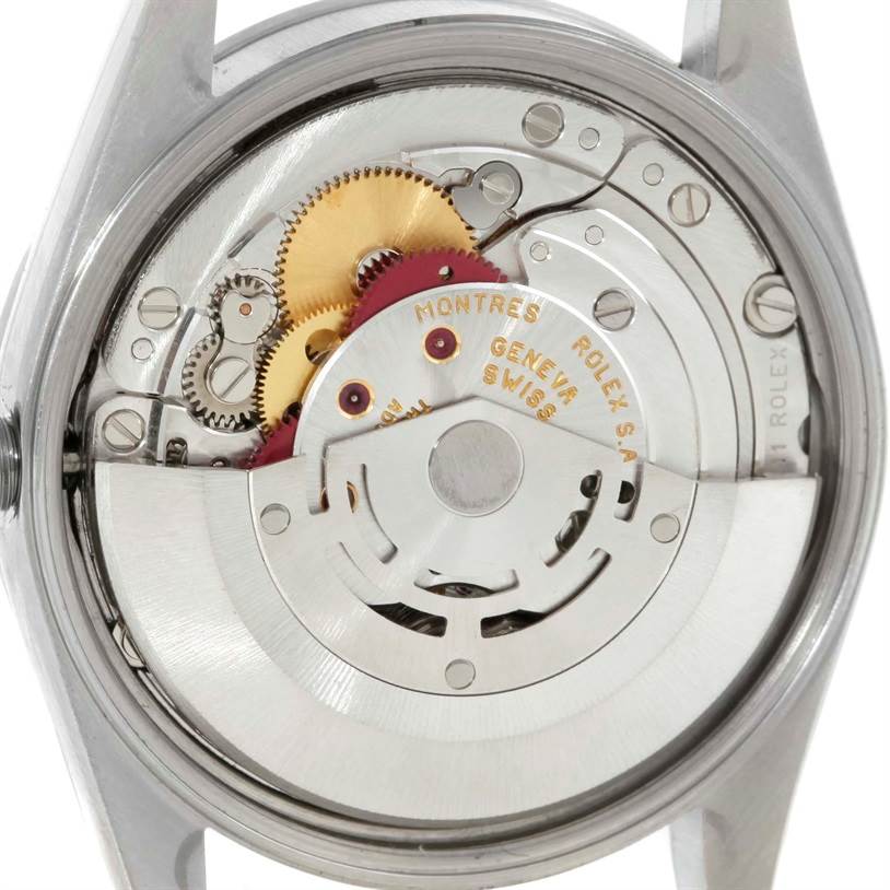 This is a close-up view of the inner movement mechanism of a Rolex Date 15200 Men's Stainless Steel Blue Dial 15200 Men's Stainless Steel Blue Dial model watch.