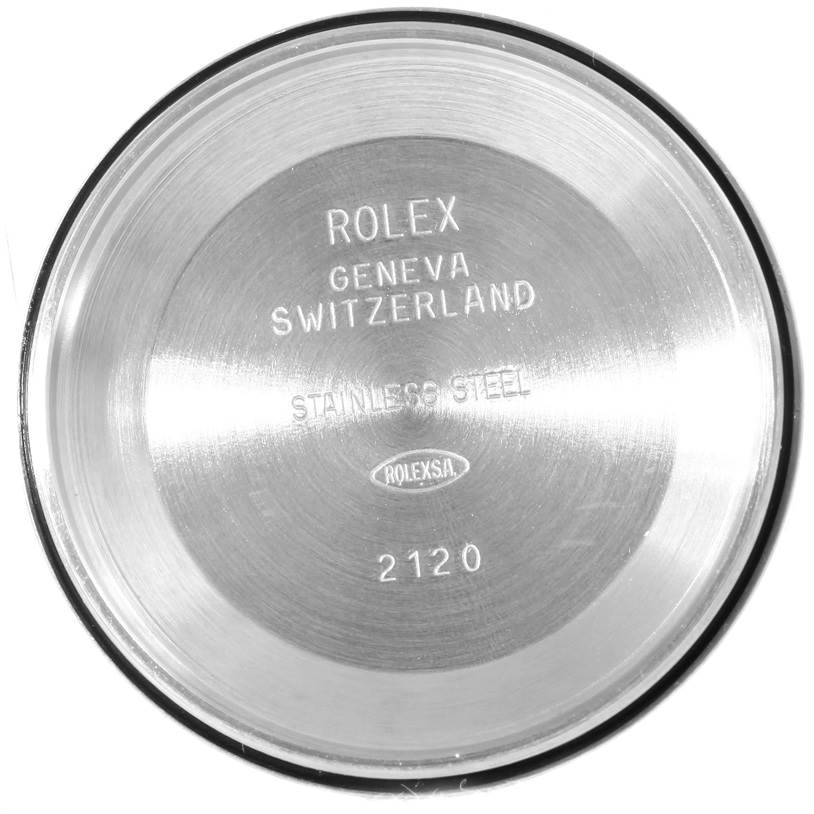 This image shows the inner side of the case back for a Rolex Date 15200 Men's Stainless Steel Black Dial 15200 Men's Stainless Steel Black Dial model watch, displaying markings related to its origin and material.