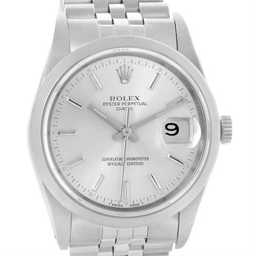 Photo of Rolex Date Stainless Steel Silver Dial Mens Watch 15200 Box Papers