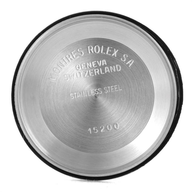 This image shows the inner case back of a Rolex Date 15223 Men's Steel and Gold (two tone) Champagne Dial 15223 Men's Steel and Gold (two tone) Champagne Dial model.