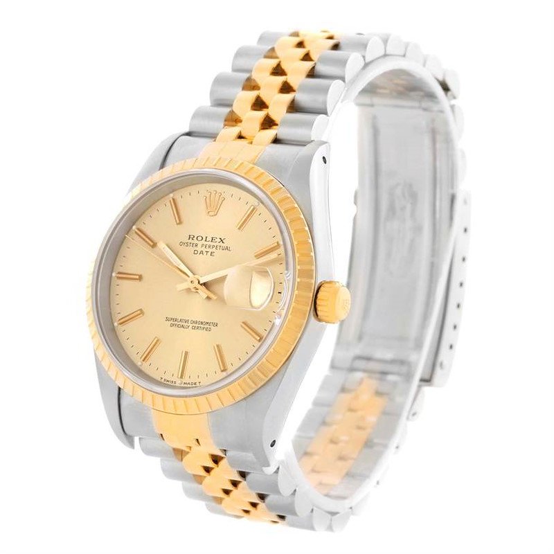 Rolex Date Mens Steel and 18k Yellow Gold Watch 15223 SwissWatchExpo