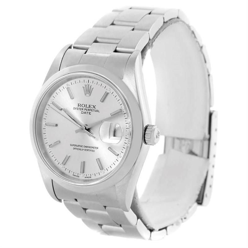 Rolex Date Mens Silver Dial Stainless Steel Automatic Watch 15200 SwissWatchExpo