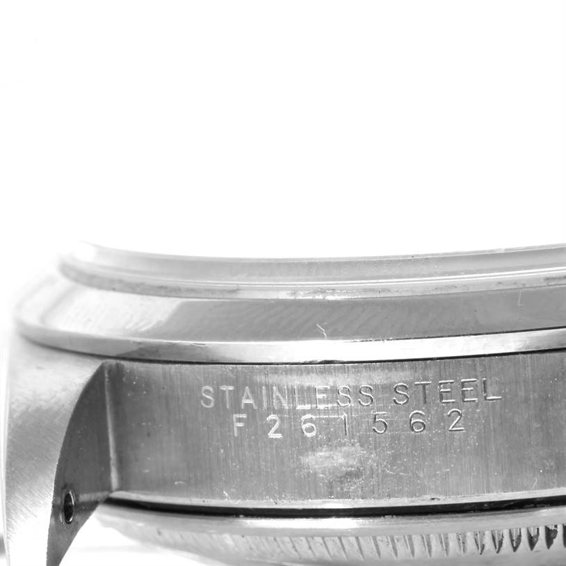 This image shows the side profile of the case, bezel, and part of the reference number of a Rolex Date 15200 Men's Stainless Steel Silver Dial 15200 Men's Stainless Steel Silver Dial model watch.