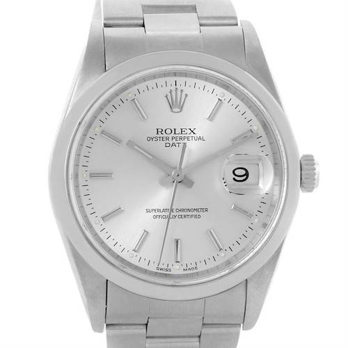 Photo of Rolex Date Mens Silver Dial Stainless Steel Automatic Watch 15200
