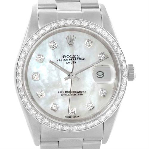 Photo of Rolex Date Mother Of Pearl Diamond Steel Automatic Watch 15200