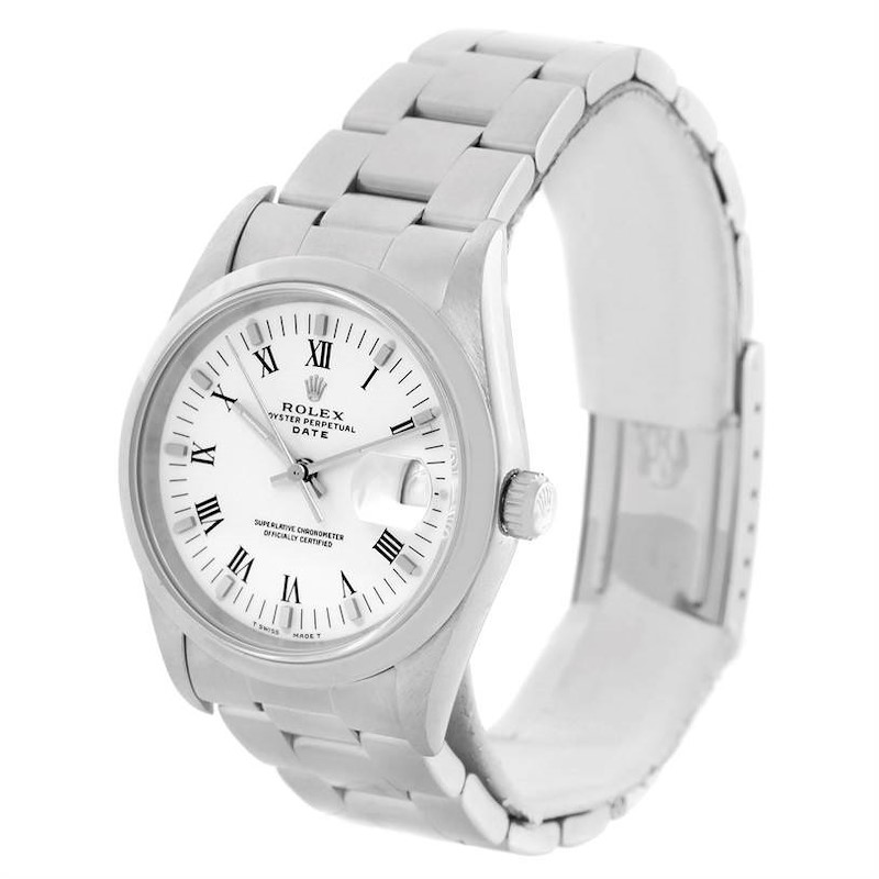 Rolex Date Mens White Dial Stainless Steel Automatic Watch 15200 SwissWatchExpo