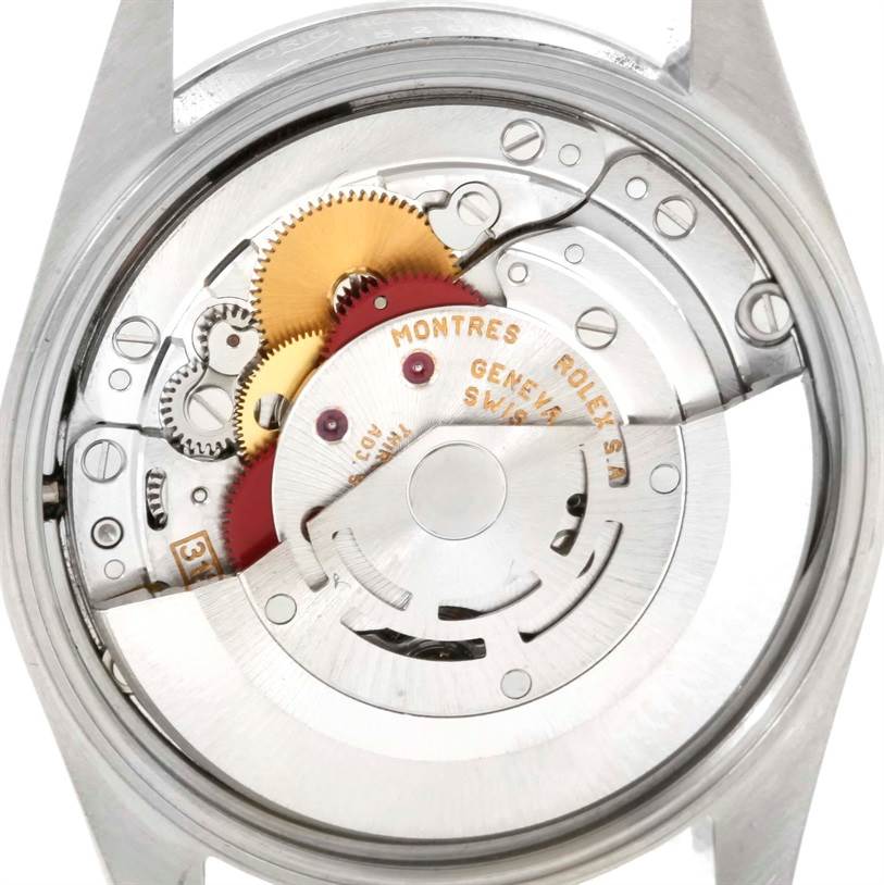 This image shows the internal mechanisms and movement of a Rolex Date 15200 Men's Stainless Steel Black Dial 15200 Men's Stainless Steel Black Dial model watch from the back side.