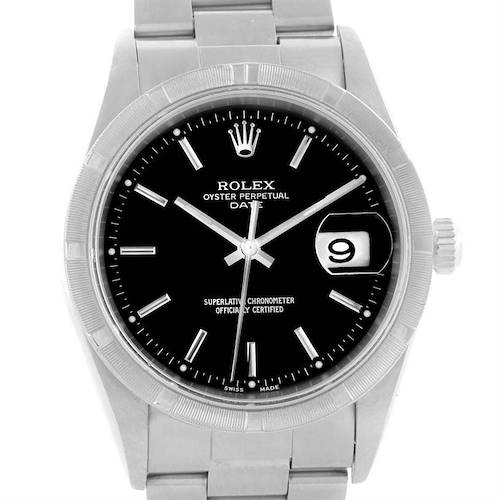 Photo of Rolex Date Stainless Steel Black Dial Mens Watch 15210