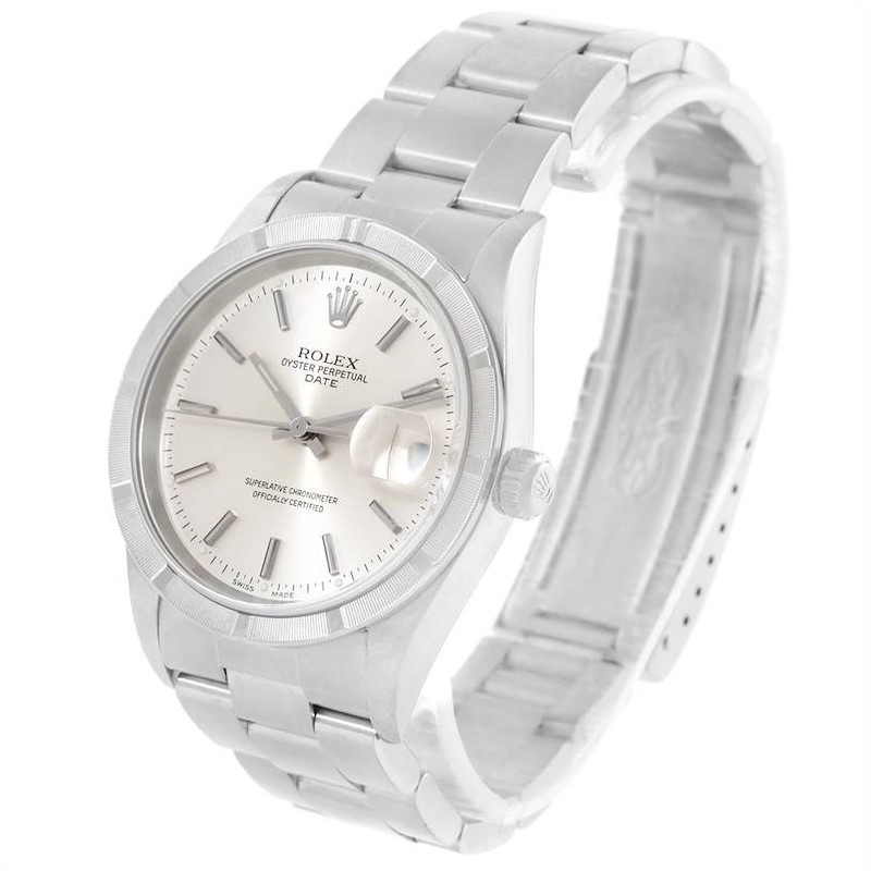 Rolex Date Stainless Steel Silver Dial Mens Watch 15210 SwissWatchExpo