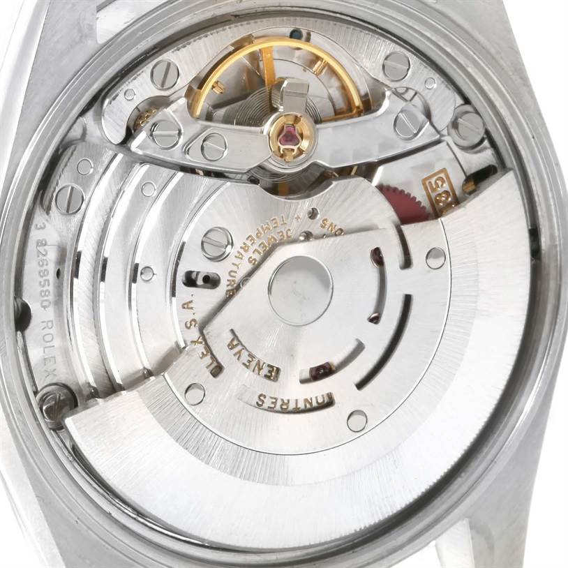 This image shows the inner mechanical movement of a Rolex Date 15210 Men's Stainless Steel Black Dial 15210 Men's Stainless Steel Black Dial model watch, viewed from the back.