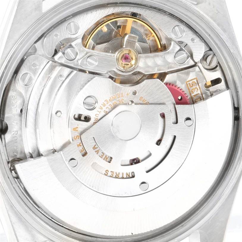 The image shows the movement mechanism of a Rolex Date 15200 Men's Stainless Steel Black Dial 15200 Men's Stainless Steel Black Dial model watch from a top-down angle.