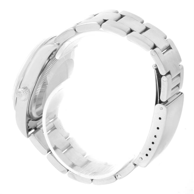 The image displays a side view of the Rolex Date 15200 Men's Stainless Steel Black Dial 15200 Men's Stainless Steel Black Dial model showing the bracelet and clasp.