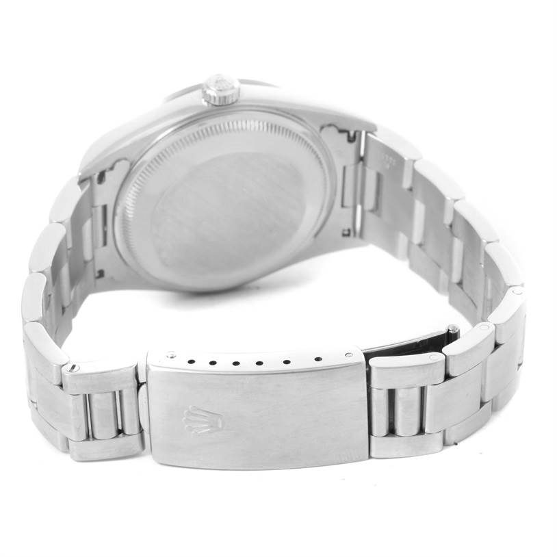 The image shows the back case and clasp of a Rolex Date 15200 Men's Stainless Steel Black Dial 15200 Men's Stainless Steel Black Dial model watch from a rear angle.