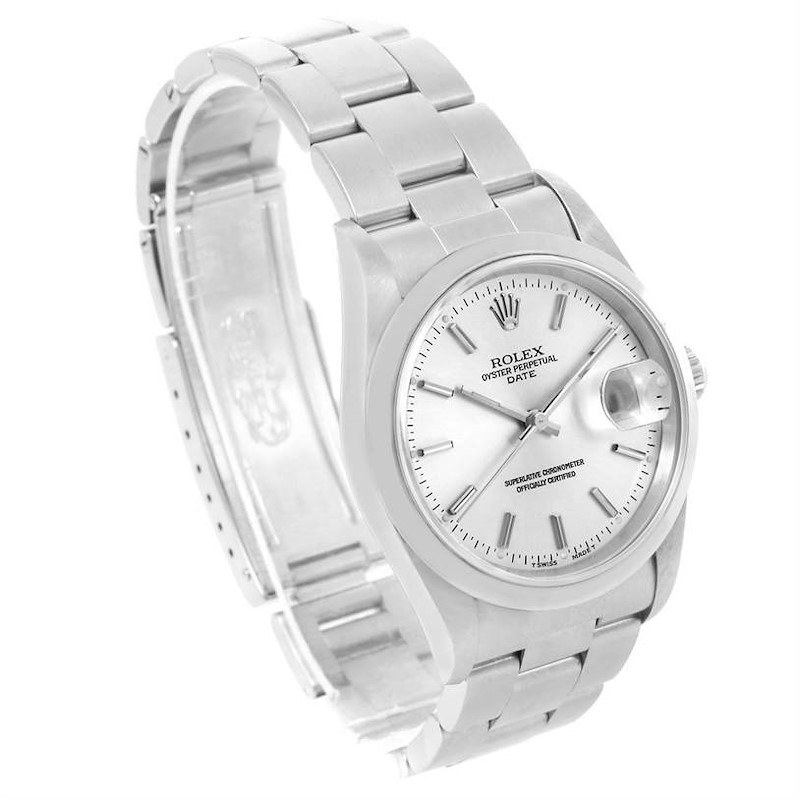 Rolex Date Silver Dial Oyster Bracelet Steel Automatic Watch 15200 SwissWatchExpo