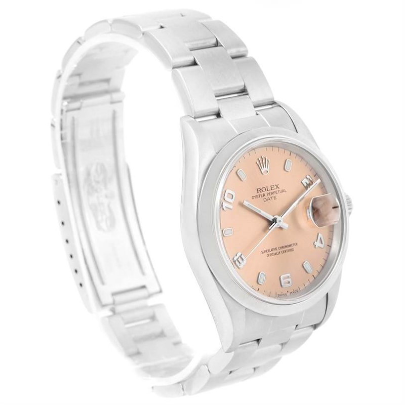 Rolex Date Salmon Dial Stainless Steel Automatic Unisex Watch 15200 SwissWatchExpo