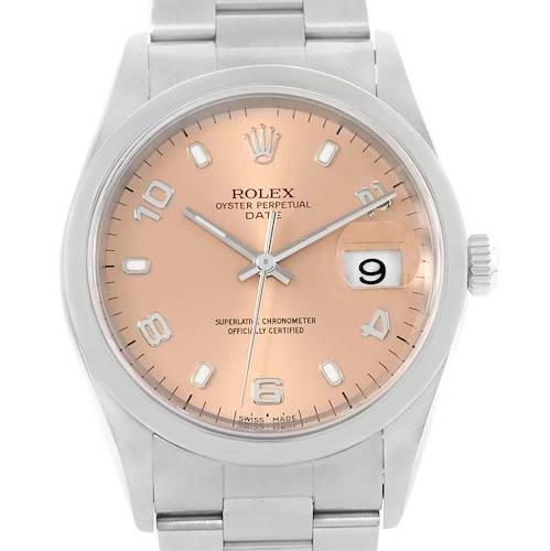 Photo of Rolex Date Salmon Dial Stainless Steel Automatic Unisex Watch 15200