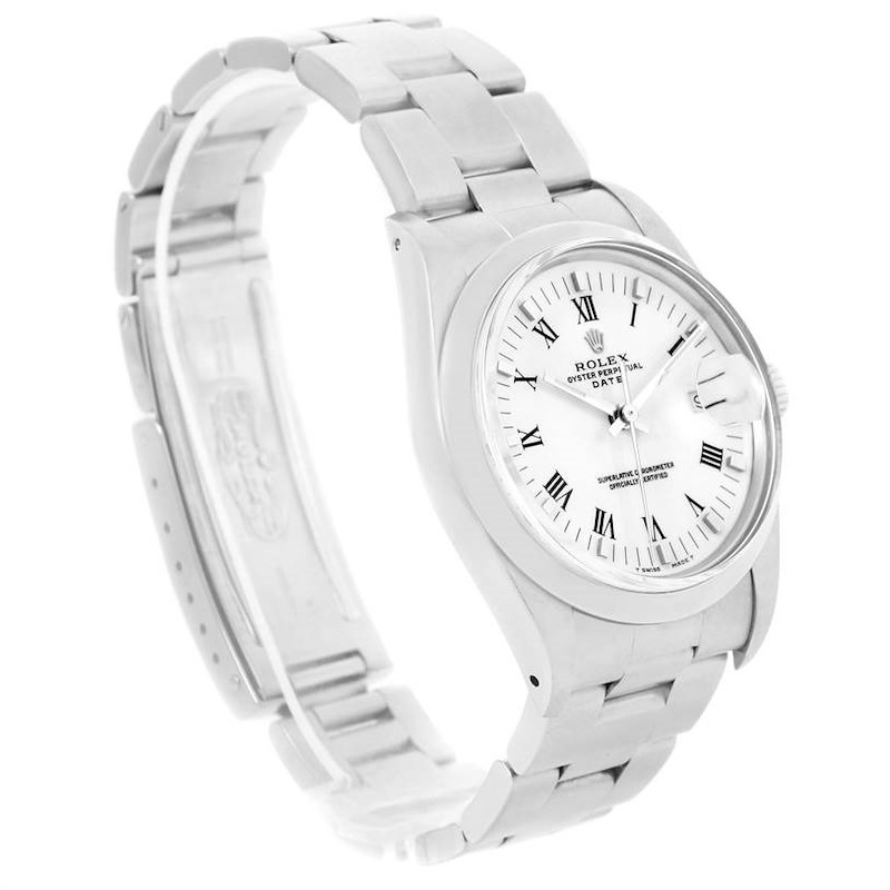 Rolex Date Stainless Steel White Dial Vintage Mens Watch 15000 SwissWatchExpo