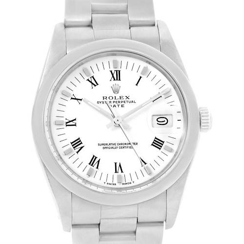 Photo of Rolex Date Stainless Steel White Dial Vintage Mens Watch 15000