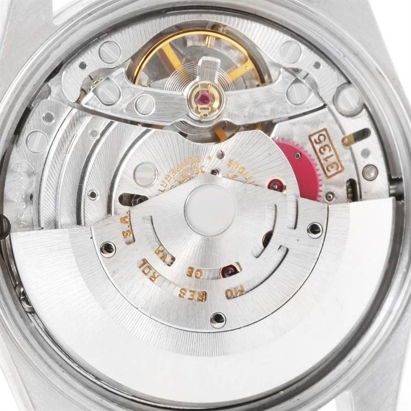 This image shows the internal mechanism and movement components of a Rolex Date 15200 Men's Stainless Steel Blue Dial 15200 Men's Stainless Steel Blue Dial model watch, viewed from the back.