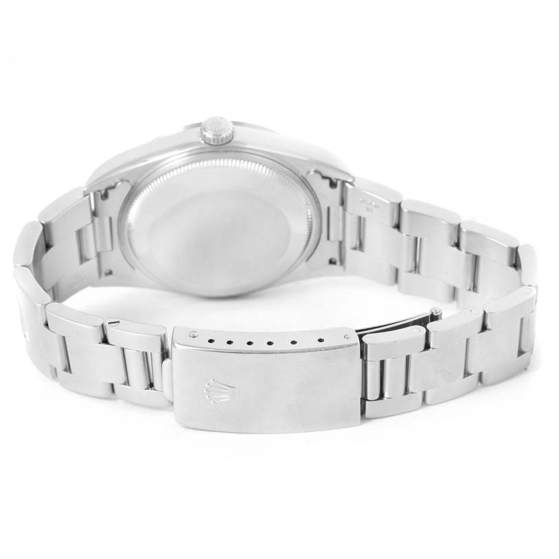 This image shows the back view of a Rolex Date 15200 Men's Stainless Steel Black Dial 15200 Men's Stainless Steel Black Dial model watch, focusing on the bracelet and clasp.