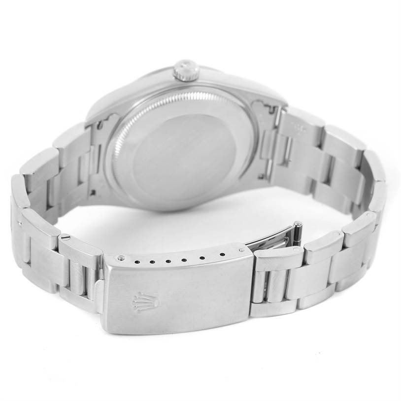 This image shows the back and clasp of a Rolex Date 15200 Men's Black Dial 15200 Men's Black Dial model watch, displaying the bracelet and case back.