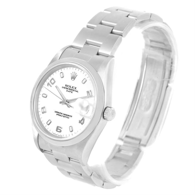 Rolex Date Mens White Dial Stainless Steel Automatic Watch 15200 SwissWatchExpo