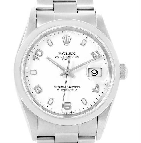 Photo of Rolex Date Mens White Dial Stainless Steel Automatic Watch 15200