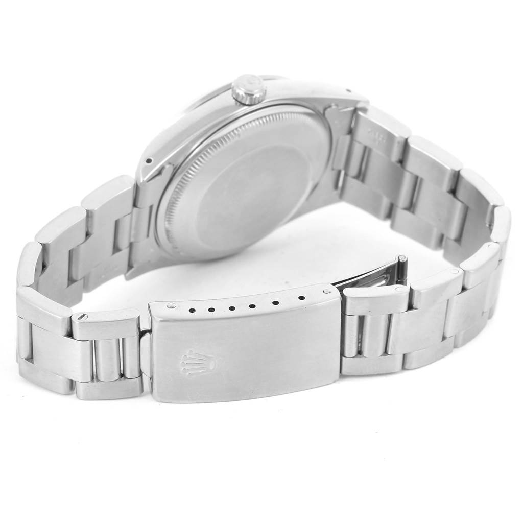 This image shows the backside of the Rolex Date 15200 Men's Stainless Steel Silver Dial 15200 Men's Stainless Steel Silver Dial model watch, highlighting the clasp and bracelet.