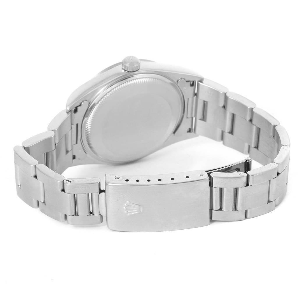 The image shows the back view of a Rolex Date 15200 Men's Stainless Steel Black Dial 15200 Men's Stainless Steel Black Dial model watch, focusing on the bracelet and clasp.