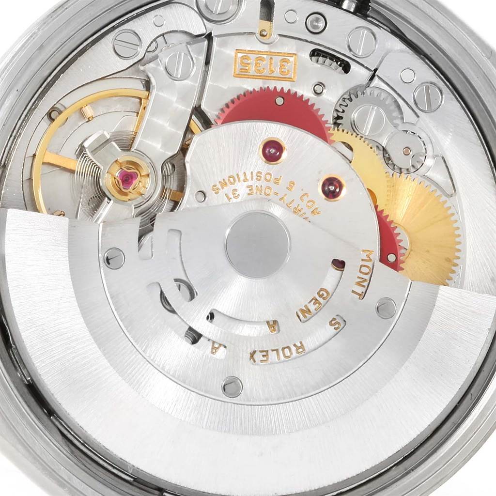 The image shows the internal mechanical movement of a Rolex Date 15200 Men's Stainless Steel Black Dial 15200 Men's Stainless Steel Black Dial model watch, viewed from the back.