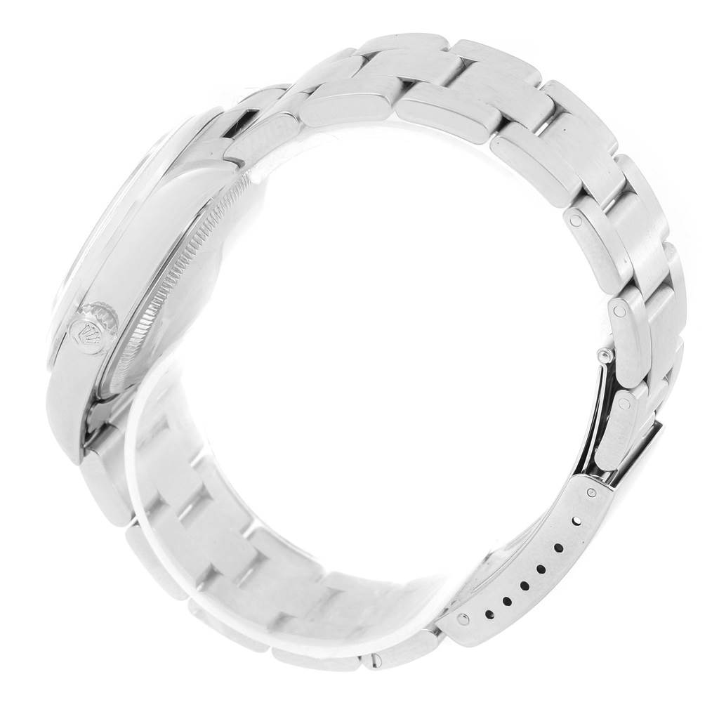 This image shows the side view of a Rolex Date 15200 Men's Stainless Steel Black Dial 15200 Men's Stainless Steel Black Dial model watch, focusing on the bracelet and clasp.